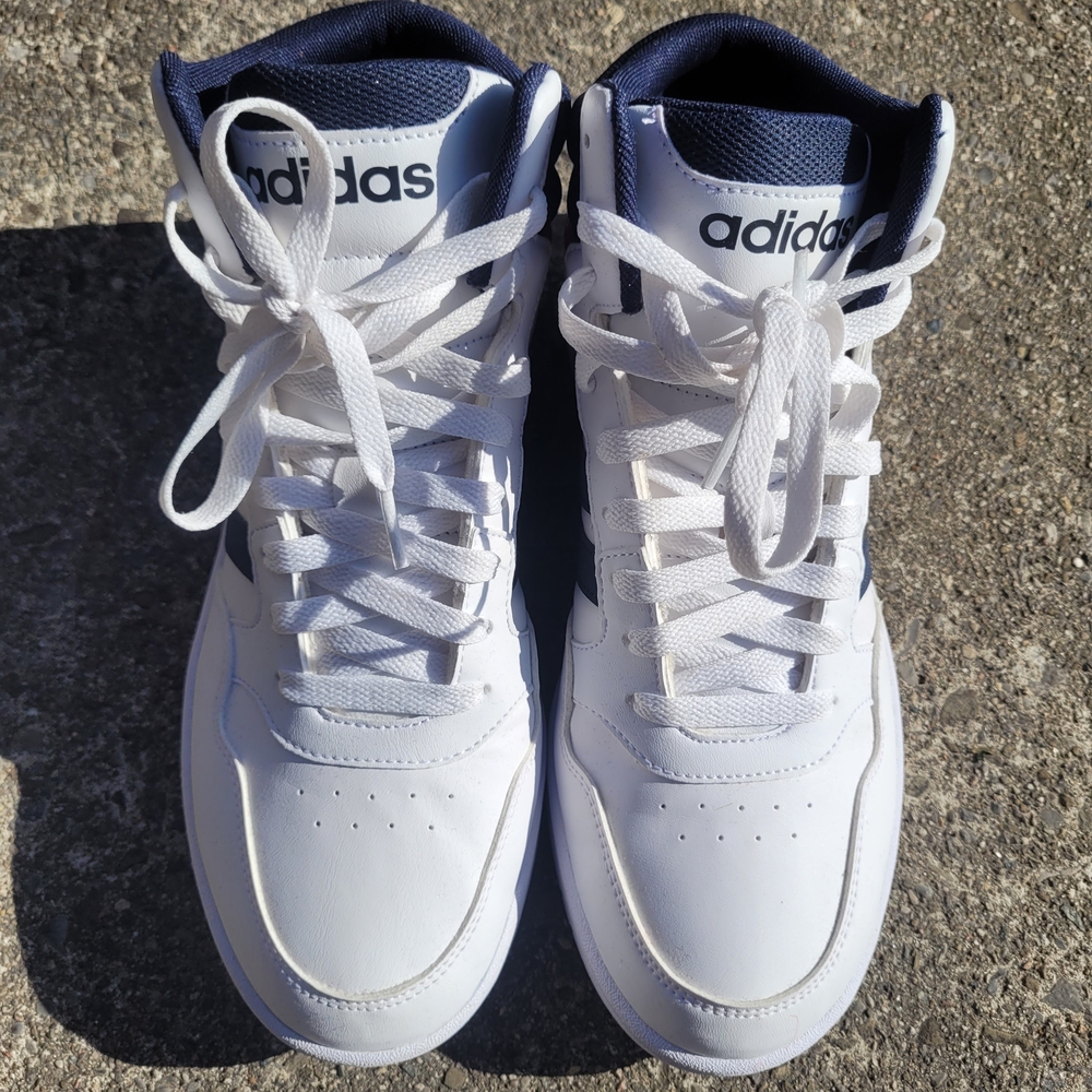Adidas Women's White and Navy Sneakers - Purchased as 9 fits more like 10 - Picture 2 of 5